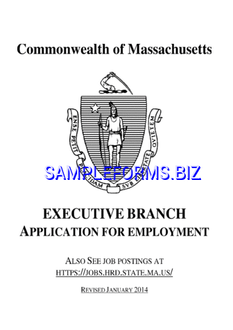 Commonwealth of Massachusetts Executive Branch Application for Employment pdf free