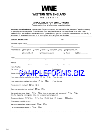 Massachusetts job Application Form 3
